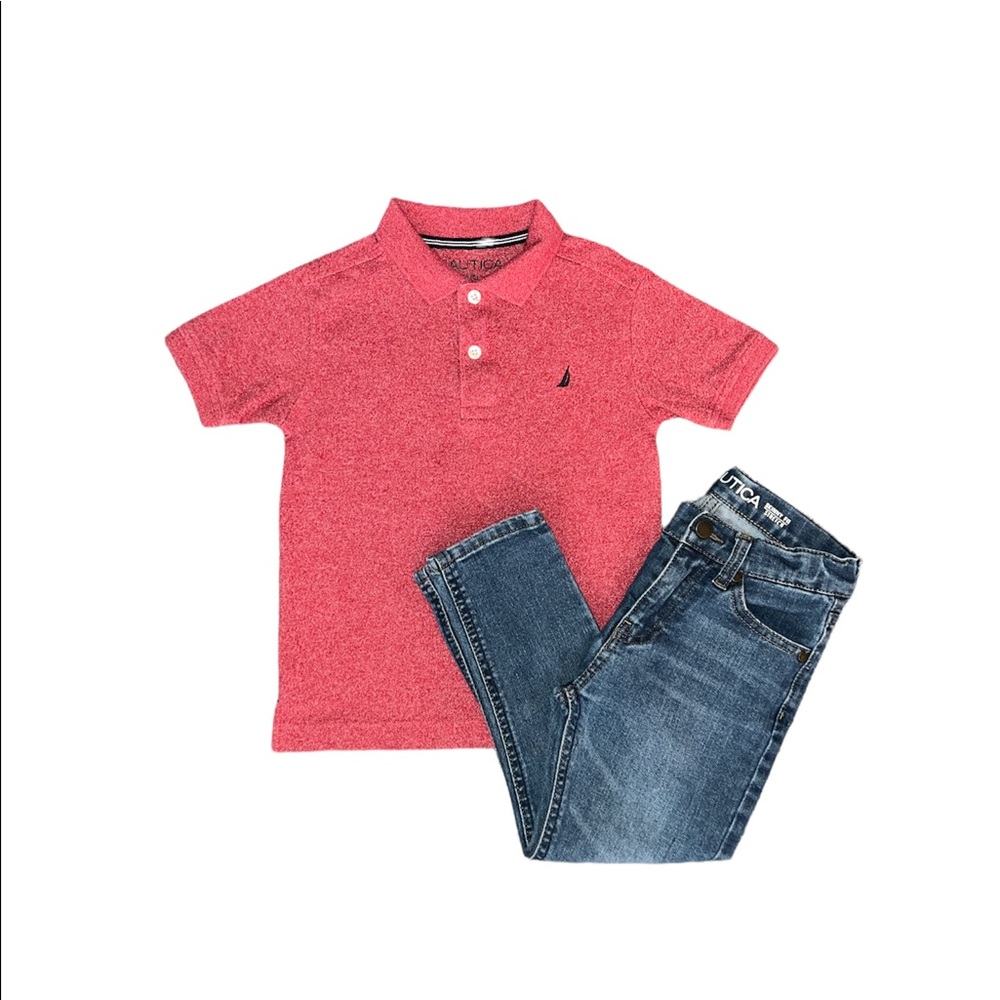 Nautica Boy's Polo Shirt and Jeans Set- Size 5